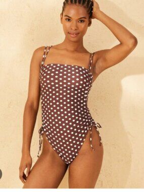 Polka Dot Extra High Leg Cheeky Adjustable Tunneled Side One Piece Swimsuit